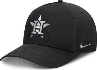Nike Houston Astros Rise Nike Mens Dri-FIT MLB A-Frame Trucker Adjustable Hat in Black | NB1E0FBPHUS-HWD