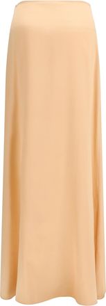 Kristina Ti Womens Classic Long Silk Skirt Orange Silk; Elastane