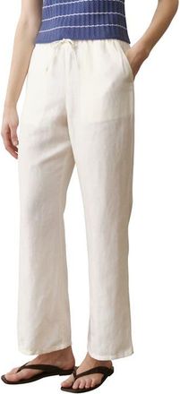 Marine Layer Drawstring Linen Blend Pants in Antique White at Nordstrom, Size X-Large