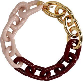 Marni Multicolor Resin And Metal Chain Necklace With Clip Closure