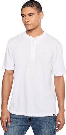 Faherty Short Sleeve Sunwashed Henley Mens Jacket White 1 : MD, Cotton