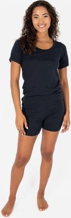 Leveret Womens Short Cotton Solid Pajama Set in Navy at Nordstrom, Size X-Large