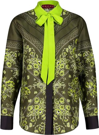 Gucci floral-bandana silk shirt - women - Silk - 42 - Green