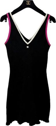 Chanel Black Silk Viscose Sleeveless Mini Dress Size XS