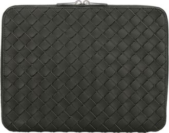 Bottega Veneta Mens Intrecciato Hydrology Document Case Pouch Green Calf Clutch Bags