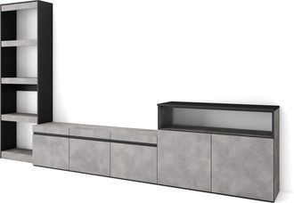 Skraut Home Skraut Home - Muebles De Sal&oacute;n Para Tv, Conjunto De Muebles Comedor, 310x186x35cm, Para Tv Hasta 65, Mueble Televisi&oacute;n, Estilo Moderno, Gris Cemento