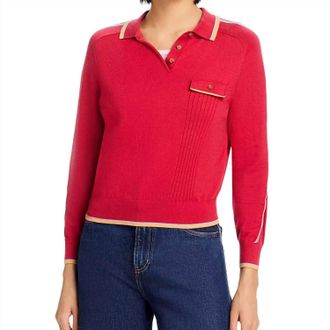 Guest In Residence Womens Relay Polo Top In Scarlet
