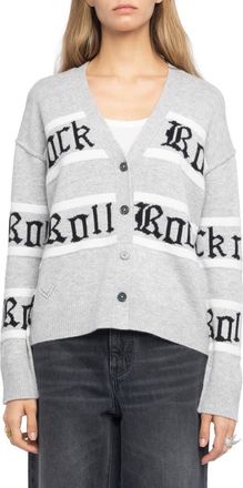 Zadig&Voltaire Mirkaz Rock N Roll Jacquard Stripe Wool & Cashmere Cardigan in Light Grey at Nordstrom, Size X-Small