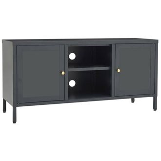 Berkfield Home TV Cabinet Anthracite 105x35x52 cm Steel & Glass in Charcoal | Size: 105 x 35 x 52 cm