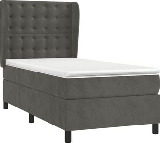 vidaXL Vidaxl - Cama Box Spring Con Colch&oacute;n Terciopelo Gris Oscuro 90x200 Cm