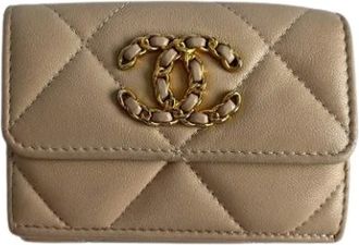 Chanel Pre-owned Wallets, female, Beige, Size: ONE SIZE Pre-owned Leather Wallet