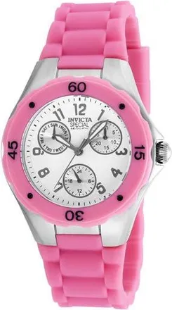 Invicta Angel Lady Silicone Strap Watch, 38mm in White/Pink at Nordstrom Rack
