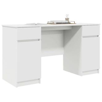 Berkfield Home White Desk White 140x49x76 cm Engineered Wood | Size: 140 x 49 x 76 cm