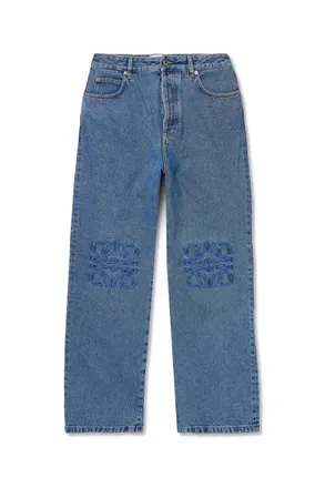 Loewe Anagram Wide-Leg Logo-Embroidered Jeans