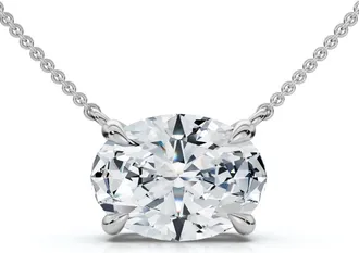 Pompeii3 Certified 2Ct Diamond Oval Solitaire Pendant 14k Gold 18 Womens Chain Lab Grown