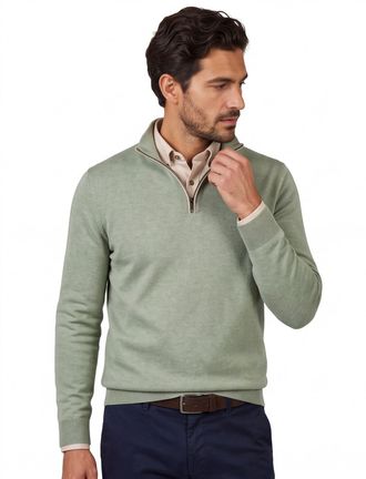 Casamoda Casa Moda groene pullover effen wijde fit
