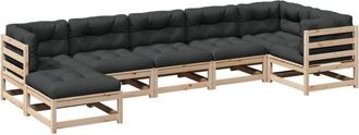 vidaXL Set De Sof&aacute;s Jard&iacute;n 7 Pzas Con Cojines Madera Maciza Pino Vidaxl