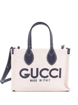 Gucci Logo Shopper Tote Printed Canvas Small shoulder bag - Blauw