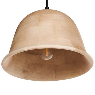 Beliani L&aacute;mpara Colgante Boho Moderna Forma Redonda Madera De Mango Marr&oacute;n Claro Goika