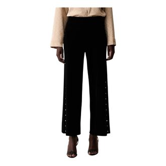 Joseph Ribkoff Broeken, Dames, Zwart, 2Xl, Nylon, Broek met wijde pijpen en middelhoge taille