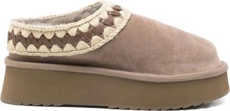 Mou 50mm slippers met plateauzool - Beige