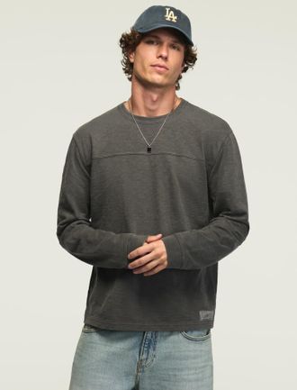 Lucky Brand Mens Slub Jersey Football Tee