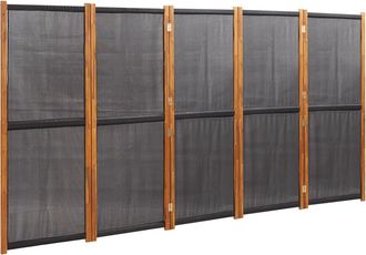 vidaXL Biombo Divisor De 5 Paneles Negro 350x180 Cm Vidaxl