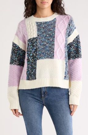 Desigual Mixed Stitch Patchwork Sweater in Light Beige at Nordstrom Rack, Size Medium