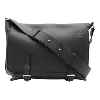 Loewe Pre-owned Anagram Leren Schoudertas - Dames - Pre-owned - Zwart - Maat: ONE Size Leer