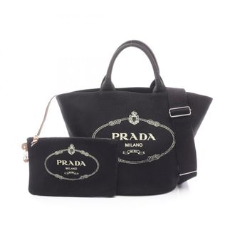 Prada Black Canvas Handbag Pouch Tote Bag (Pre-Owned)