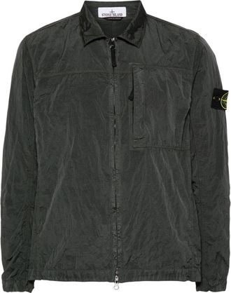 Stone Island Compass-patch shirt jacket - men - Polyamide/ECONYL - S - Grey