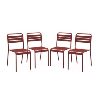 Sweeek Silla de jard&iacute;n bistr&oacute; de acero, set de 4, tierra de siena
