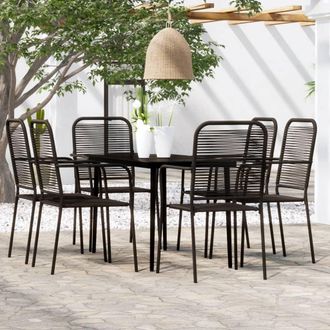 vidaXL Juego De Comedor De Jard&iacute;n 7 Piezas Negro Vidaxl