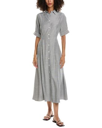 Max Studio Elbow Sleeve Front Pleat Shirtdress