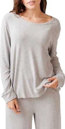 Cozy Earth Rib Long Sleeve Knit Pajama Top in Grey at Nordstrom, Size Xx-Large