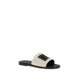 Dolce & Gabbana Canvas and Calf Leather Sandals - Beige