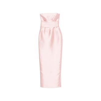 Solace London Strapless Pleated-waist Maxi Dress
