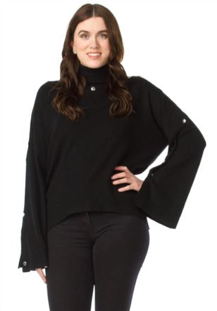 Papillon Turtle Neck Sweater With Split Sleeves In Black