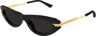 Bottega Veneta Zwart/Grijs Zonnebril Bv 1368S - Dames - Zonnebrillen - Zwart - 53 MM - Accessoires
