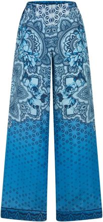 Alberta Ferretti Broeken, Dames, Blauw, L, Losse broek met bloemenprint