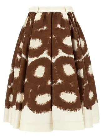 Prada Circle-Print Cotton Canvas Skirt - Brown