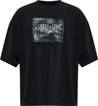 VETEMENTS Bedruikt T-shirt - Heren - T-shirts - Zwart - XS - Katoen - Tops