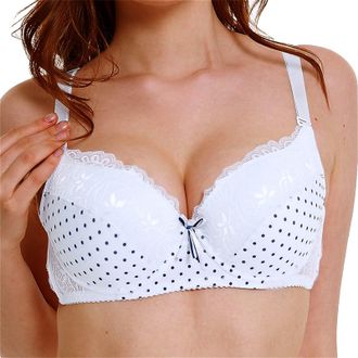 Generic Push up Bras for Women UK Lace Floral Bra for Women Push up Bra Adjustable Straps Support Ladies Bralette Soft Breathable Polka Dots Underwear Full Co