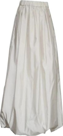 Max Mara Rok met elastische taille en ruches - Dames - Midirokken - Grijs - XS - Polyester - Rokken