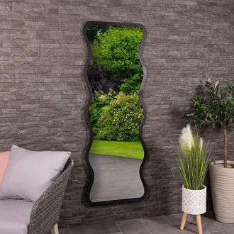 Charles Bentley Amsterdam Mirror in Black Weather Resistant