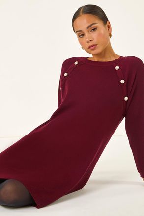 Roman Button Detail Knit Dress
