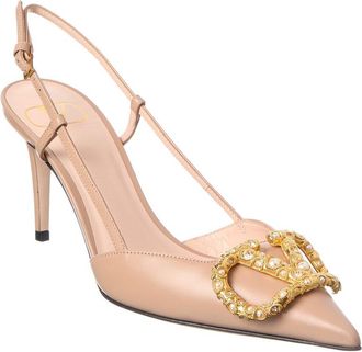 Valentino Vlogo Signature 80 Leather Slingback Pump