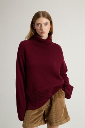 Woolrich donna Maglione a collo alto in pura lana Bordeaux Taglia XS