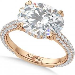 Allurez East-West Oval Lab Diamond Engagement Ring 14K Rose Gold (4.90ct)