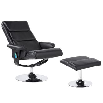 Beliani Beliani - Sill&oacute;n De Masaje Moderno Con Calefacci&oacute;n Reclinable Con Reposapi&eacute;s De Piel Sint&eacute;tica Negro Legend